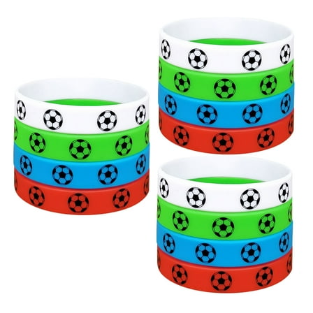 MUSEYA 12pcs Decorative Silicone Soccer Bracelets for Men Themed Events
