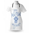 thumbnail image 4 of Saying Apron, Animal Lovers Concept Your Paw Print is in My Heart Message with Paw Print, Unisex Kitchen Bib with Adjustable Neck for Cooking Gardening, Adult Size, Ceil Blue and White, by Ambesonne, 4 of 4
