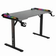 thumbnail image 3 of Alvantor 55-inch Gaming Desk with Carbon Fiber Texture, Full Mouse Pad, Cup Holder & Cable Management, Black, 3 of 5