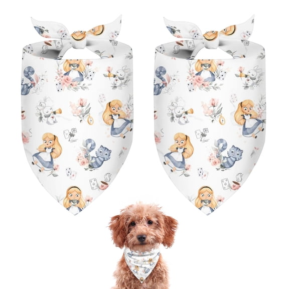 Dog Bandana 2 Pack,Princess and Cat Pattern Bandanas for Dogs,Cat Bandana,Small/ Large Dog Bandana 2 Size,Dog Bandanas