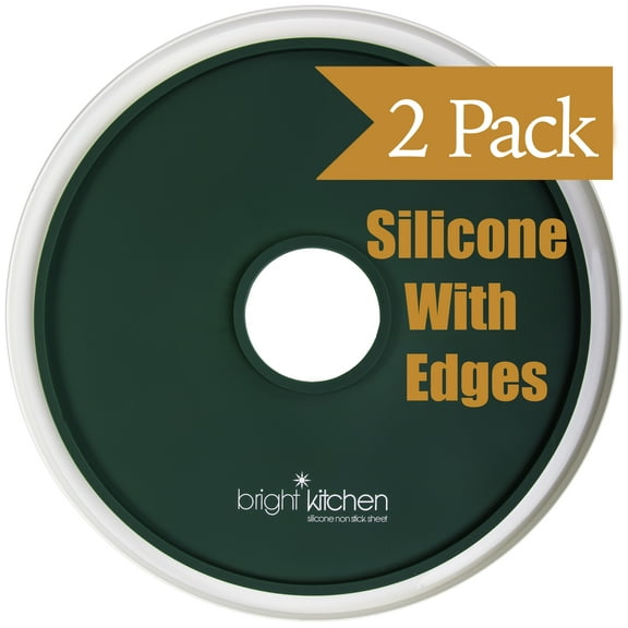 2 Fruit Leather Silicone Dehydrator Sheets with EDGES Compatible With Presto Round Dehydrators Lip Mold NON-Toxic Hold Batter Liquid Roll Up Circle ReUsable Flexible No Stick 11.5"