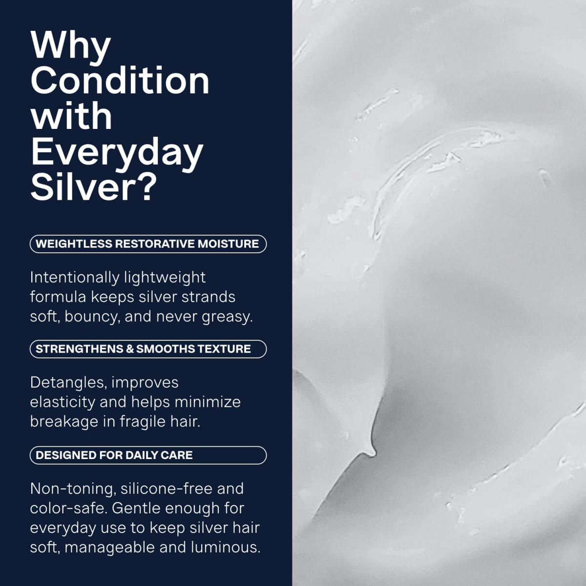 Jhirmack Everyday Silver Daily Restorative Conditioner for All Shades, Silver & Gray Hair, 12 fl oz