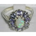 thumbnail image 4 of LBG 925 Sterling Silver Real Genuine Opal and Tanzanite Womens Band Ring - Size 10, 4 of 4