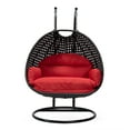 thumbnail image 6 of LeisureMod Mendoza Charcoal Wicker Hanging 2 Person Egg Swing Chair with Stand & Red Cushions, 6 of 9