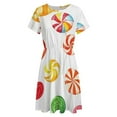 thumbnail image 4 of Candy Pattern Rainbow Lollipop Dress Fashion Beach Short Sleeve Dresses Female Party Printed Sundress, 4 of 7