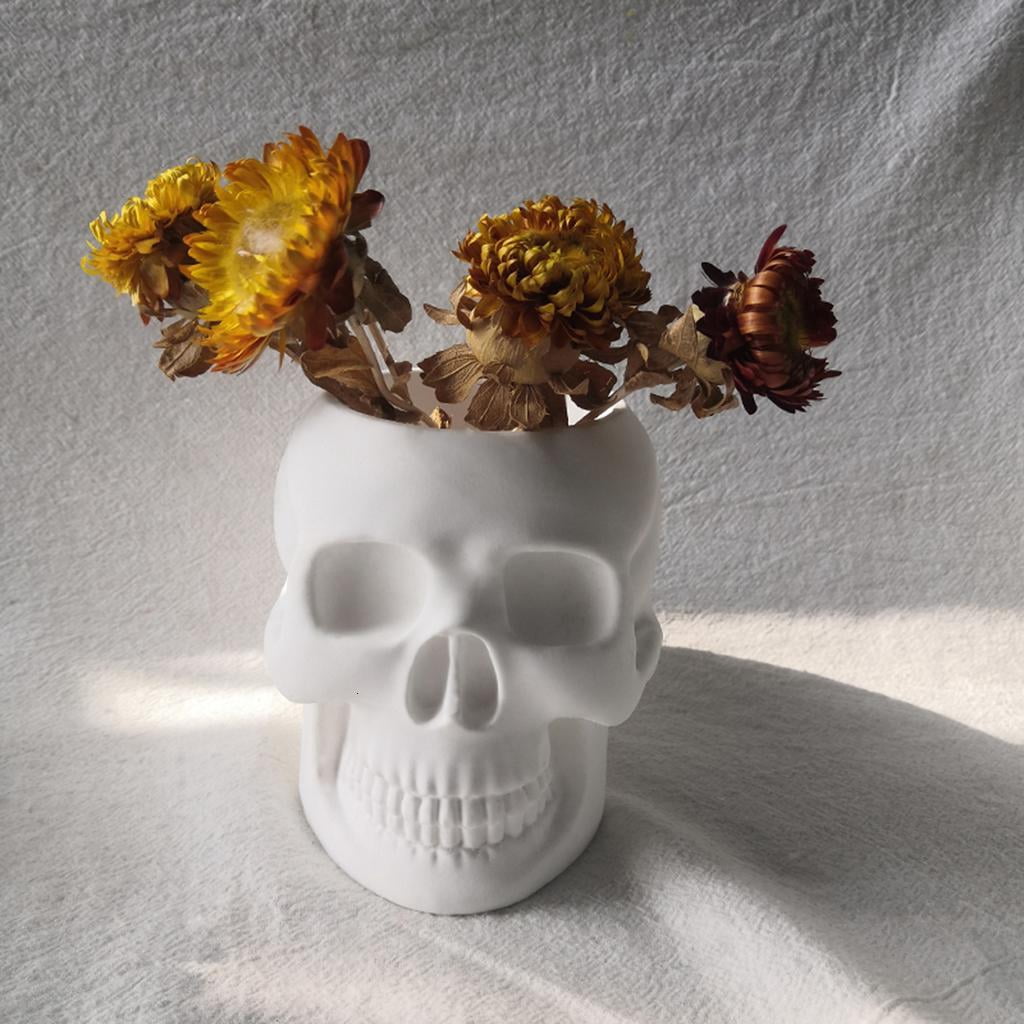 Osdhezcn Crystal Epoxy Skull Flower Pot Silicone Mold, Plaster Concrete Cement Resin Vase Mould for for DIY Resin Polymer Clays