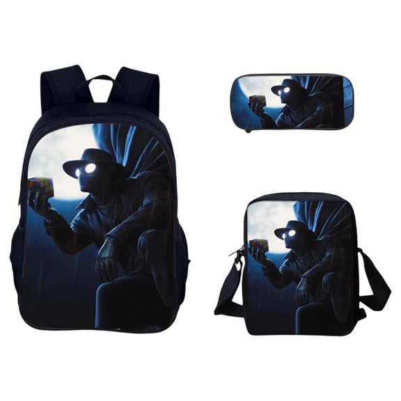 Back to School Shadow Superhero Spider 3-Piece Backpack Set - Comic Print Schoolbag with Lunch Bag & Pencil Case,Large Capacity Waterproof Bookbag for Teens and Students