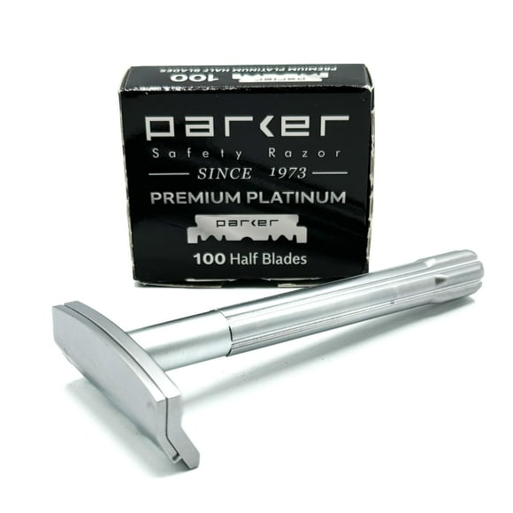 PARKER Safety Razor Parker SoloEdge Single Edge Safety Razor With 100 Parker Platinum Single Edge Razor Blades Included