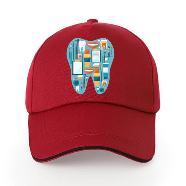 Gorra de béisbol de la serie con estampado de dientes, gorro informal Unisex de Hip-hop salvaje, Hipster, imprescindible, con visera, algodón, papá, sombrero para el sol al aire libre de verano Fivean unisex
