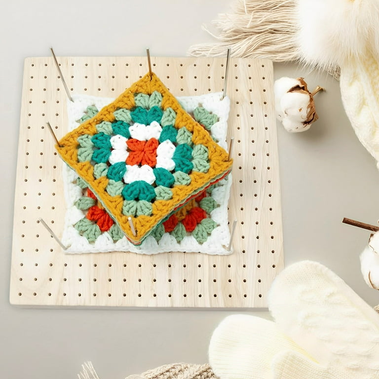  Crochet Blocking Board, 8 X 8 Inch Granny Square Blocking Board  for Crochet Projects, Wooden Crochet Blocking Board with 24 Stainless Steel  Pegs, Knitting & Crochet Supplies for Grandmothers