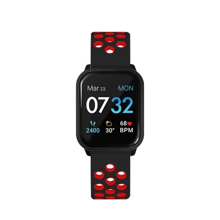 Fusion 2 S Smartwatch Fitness Tracker, Heart Rate, Step Counter, Sleep Monitor, Message, IP67 Water Resistant for Men and Women, Touch Screen, Compatible with iPhone and Android (Red Perforated)