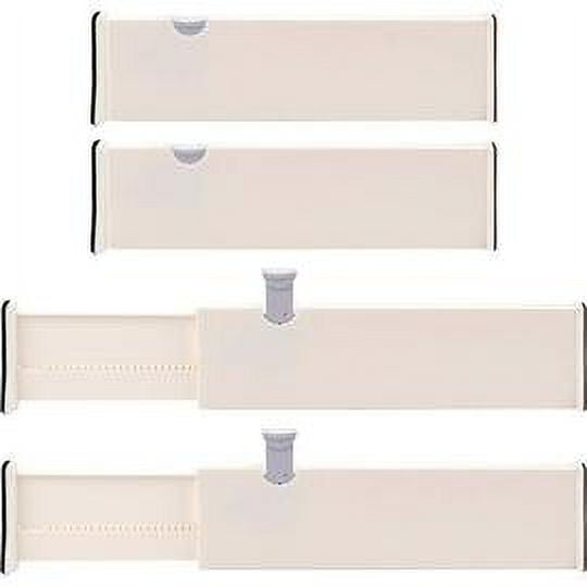 Divisores de cajones modulares, ajustables para cajones de 27,5 a 43,5 cm, perfectos para la organización de la oficina, la cocina, el baño y el dormitorio - Blanco