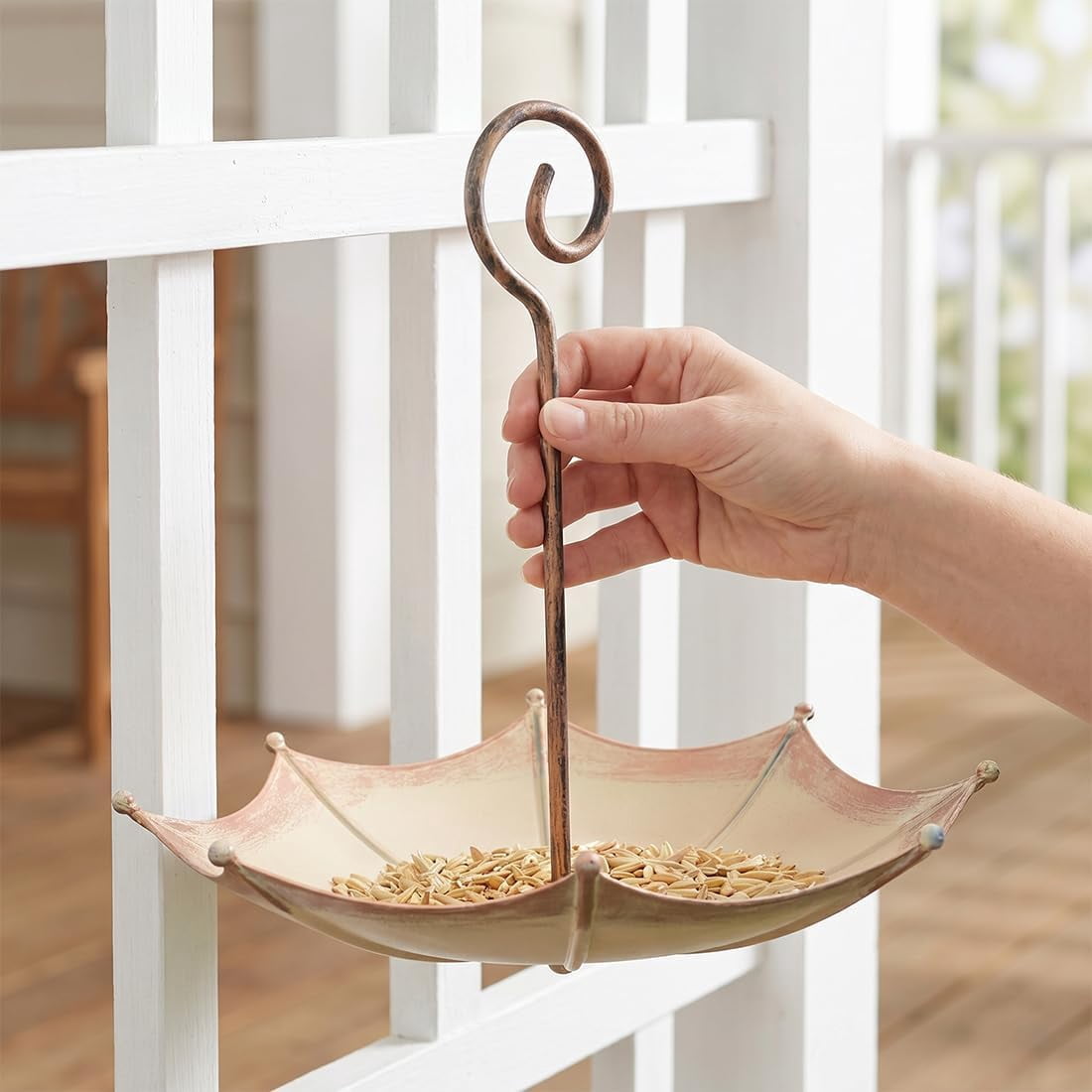 Mini Umbrella Bird Feeder — Whimsical Garden Charm, Hanging Outdoor Decorative Bird Feeder with Hook, Easy Refill and Clean, for Garden Balcony Patio Yard Wild Bird Feeder Decor