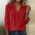 thumbnail image 5 of Neewe Womens Classic Plain Shirt Casual Collar Long Sleeve Loose Fit Button Down Tops Daily Outfits, 5 of 5