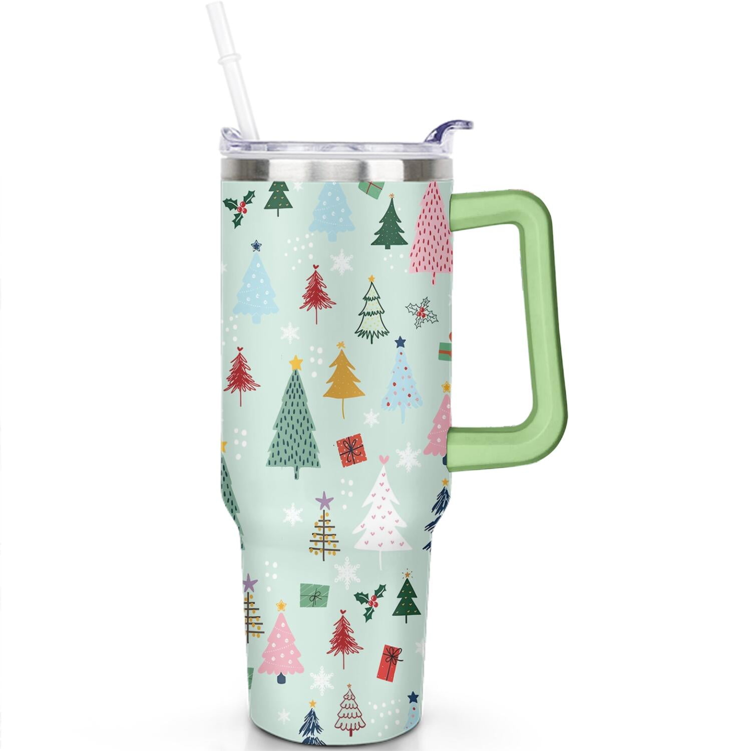 Christmas Gifts 40 oz Tumbler with Handle and Straw Lid,Cute Gifts for Women Winter Gnome Vacuum Insulated Leak Proof Tumbler,Holiday Accessories Stainless Steel Coffee Cup