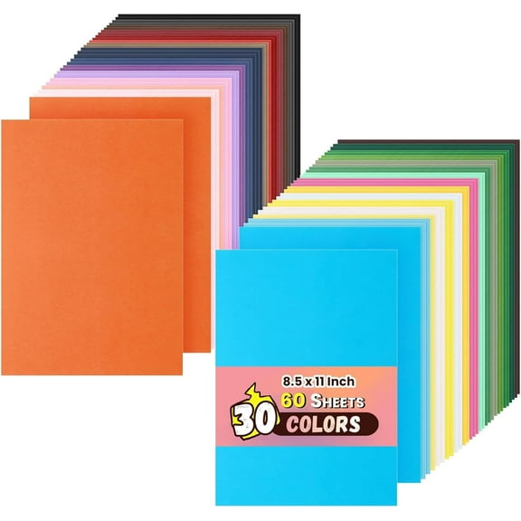 60 Pack Card Stock Assorted Colors 8.5 X 11,Cardstock Colored, Thick Construction Colorful Paper A4 Size for Diy Art, Scrapbook, Crafting,School Supplies (60 Sheets Multicolored)