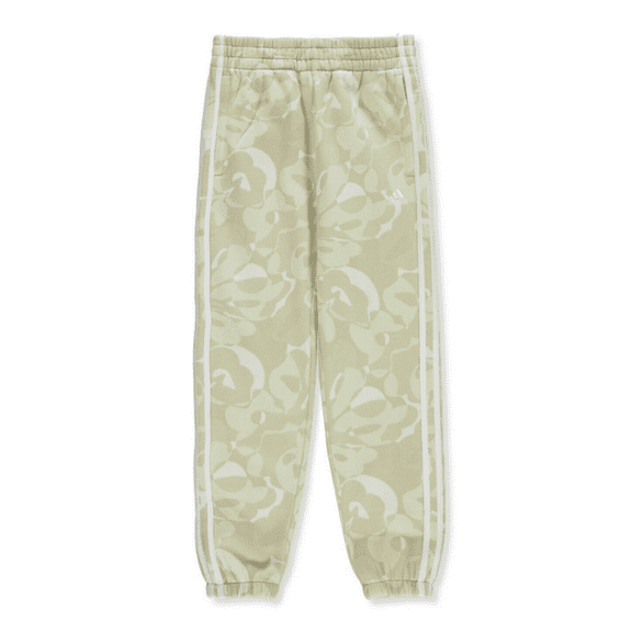 Adidas Girls' Fleece Joggers Pants Beige - M Age 10/12