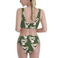 thumbnail image 5 of High Waisted Bikini Sets For Women, Green Leafy Big Eyes Koala Swimsuits Tummy Control, Two Pieces Bathing Suit, 5 of 8