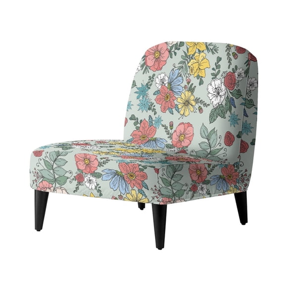 HELLHERO Easy Installation Armless Accent Chair Protector for Bedroom, Dustproof Accent Chair Cover, Dense Floral Motif