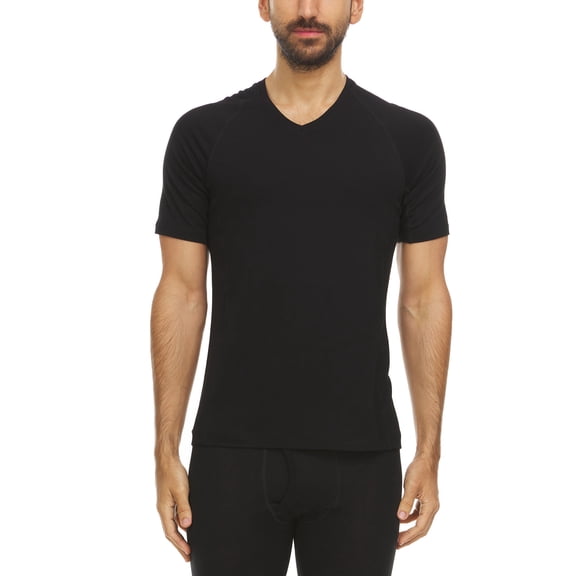 Woolveirno - Men's Microweight Merino Wool V-Neck T-Shirt - Black - Small