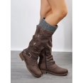 thumbnail image 1 of Women's Knee High Side Zipper Knitted Cuff Riding Boots, 1 of 5