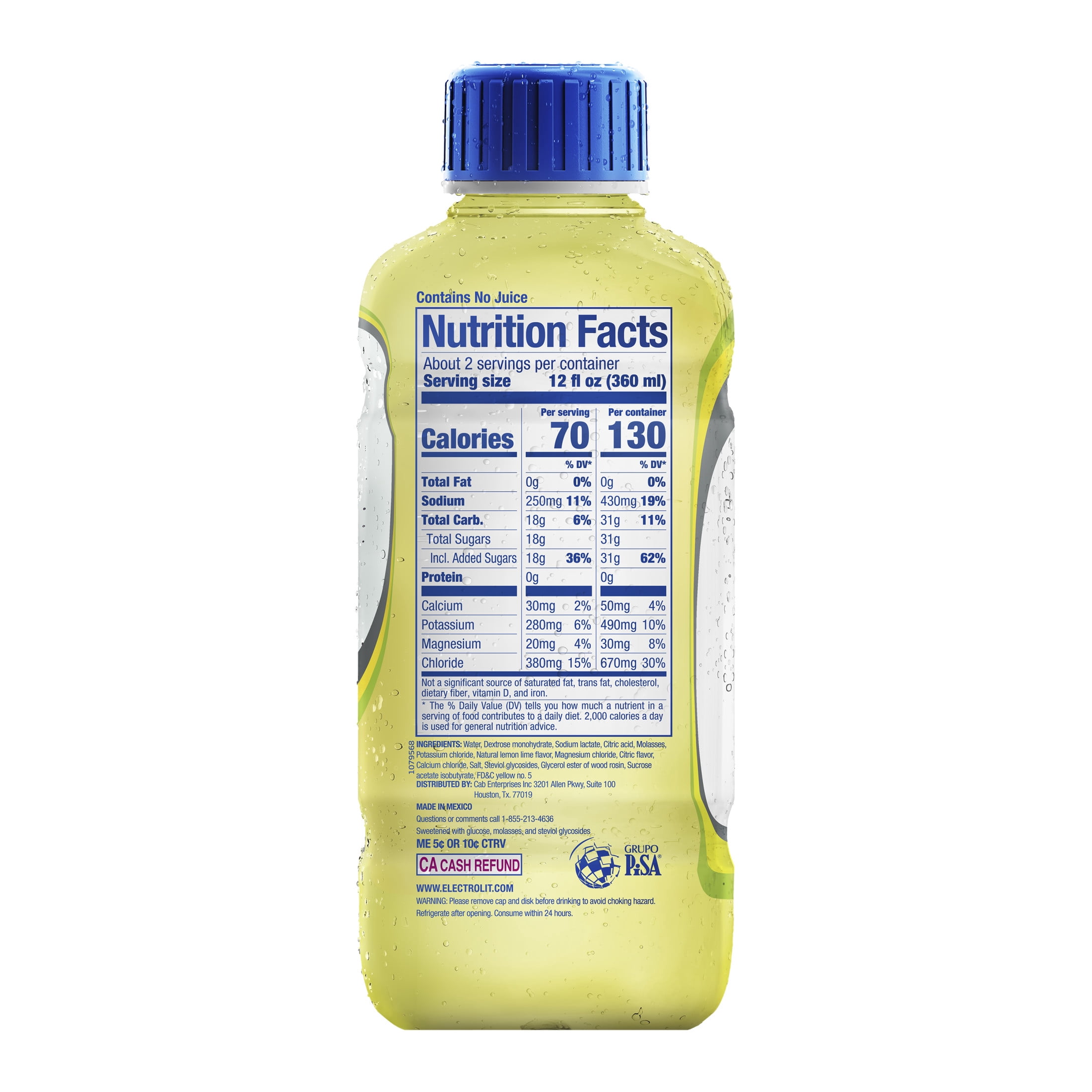 (2 pack) Electrolit Electrolyte Hydration Beverage, Lemon-Lime, 21 fl oz Bottle, Glutten Free, Vegan Friendly