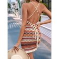 thumbnail image 6 of Women Suspender Maxi Dress Sqaure Neck Backless Sleeveless High Waist Summer Ethnic Dresses Orange Color M, 6 of 9