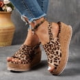 thumbnail image 2 of Rokment Womens Leopard Platform Wedge Sandals 2026 Summer Fashion Casual Suede Open Toe Chunky High Heels Slingback Gladiator Dress Sandals for Woman Brown Size 8.5, 2 of 7