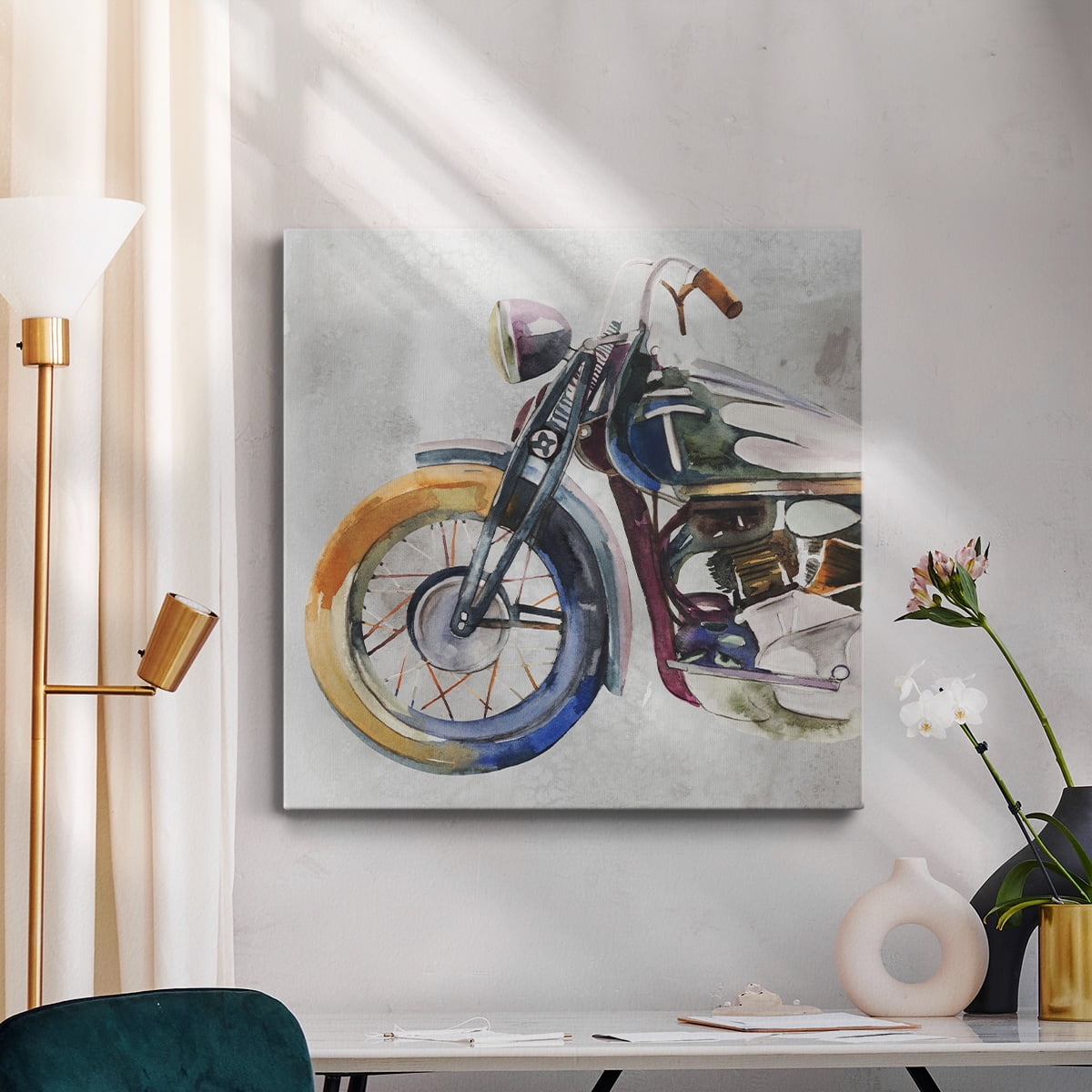 Wexford Home Moto Metal I-Premium Gallery Wrapped Canvas, 24" x 24" - Ready to Hang
