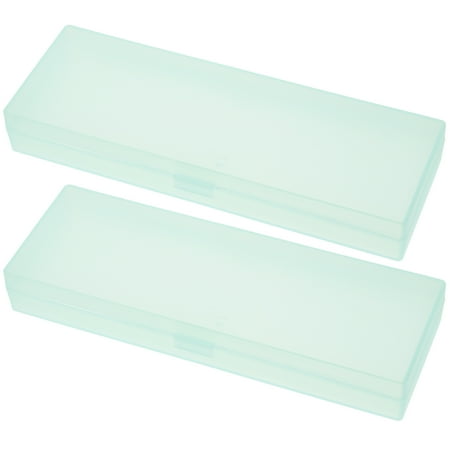 

2pcs Clear Plastic Pencil Cases Mini Storage Box with Hinged Lid Snap Closure for Pencils Pens Drill Bits Office Supplies Organization Tool Box 19.5 x 6.5 x 2.5cm (Green)