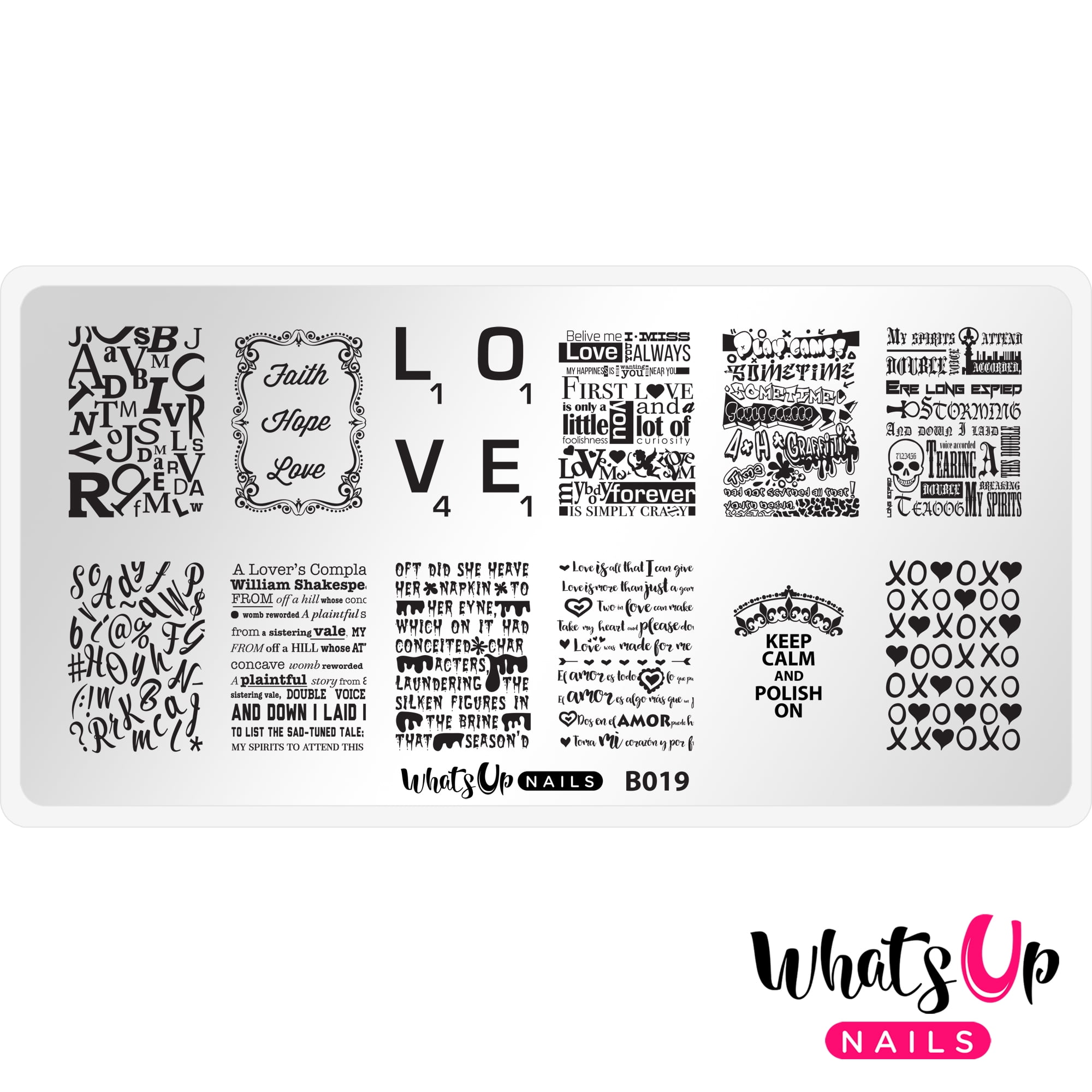 Whats Up Nails Stamping Plates 2er Set – USA Design (B043, B066) Für Nagelkunst, Tief Geätzt