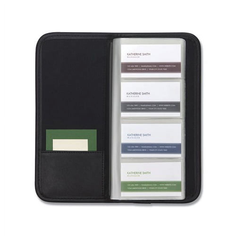 Professional Vinyl Business Card File 160 Card Cap, 2 x 3 1/2 Cards, Black
