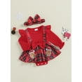 thumbnail image 3 of Suealasg Newborn Baby Girls Christmas Outfit Long Sleeve Gingerbread Man Print Plaid Romper Dress +Hairband 3 6 12 18 Months Infant Girls Fall Winter Clothes, 3 of 7