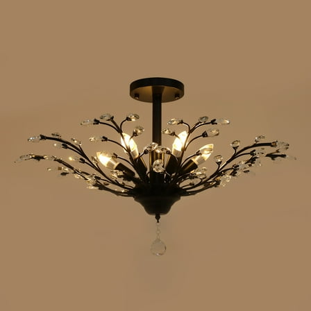 5-Lights Crystal Chandelier Light Branches Ceiling Pendant Lamp Vintage Fixture
