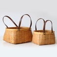 thumbnail image 6 of UDIYO Storage Basket Eye-catching Reinforced Handle Wood Clothes Sundries Organizer Wicker Basket for Home, 6 of 7