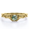thumbnail image 1 of JeenMata Anillo de Compromiso Trenzado con Solitario Claddagh Ágata Verde Musgo Druzy Transparente de Talla Brillante Redonda de 1 Quilate; Baño de Oro Amarillo de 18 K sobre Plata, 1 of 6
