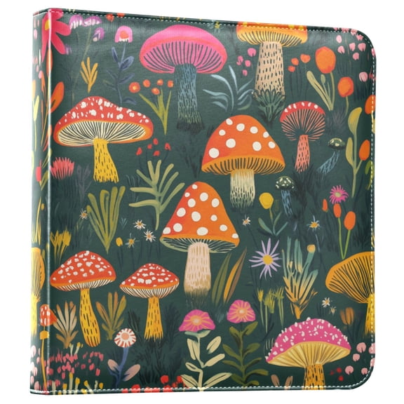 FORMRS 3 Ring Photo Album 4"x6" Self Adhesive Large Capacity PU Leather Cover, Orange Mushroom
