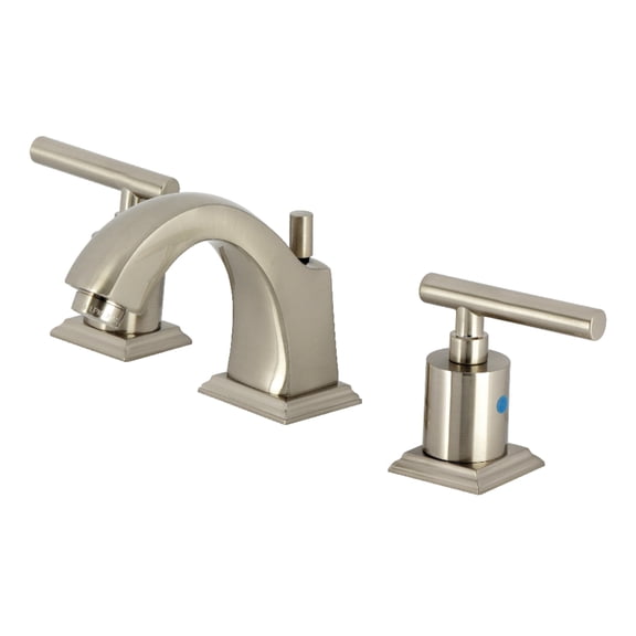 Kingston Brass FSC4688CML Manhattan Two-Handle 3-Hole Deck Mount Widespread Bathroom Faucet with Pop-Up Drain in Brushed Nickel