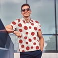 thumbnail image 4 of Balery Abstract Red Polka Dot Camisa Polo de Hombre con Estampado, de Manga Corta y Tejido Medio, Camisa Tipo Golf Polo-Large, 4 of 6