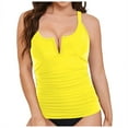 thumbnail image 5 of vigerkar Tankini Tops for Women Swimwear Top Only Tummy Control Bathing Suit Top No Bottom Yellow, M, 5 of 9