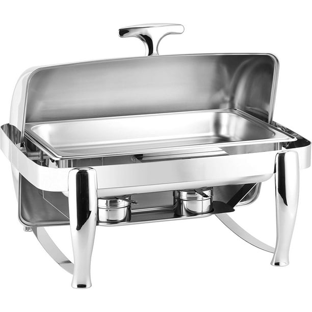 ChefQ 8Quart Virtuosa Chafing Dish Roll Top Chafer with a Stainless Steel Mirror Finish