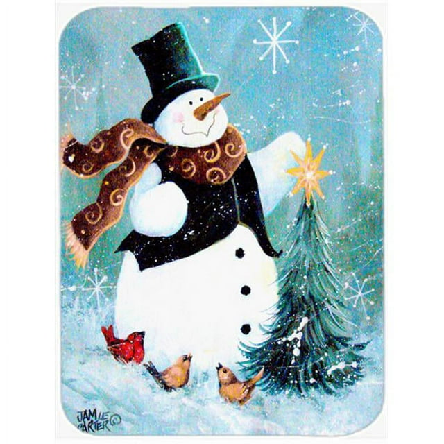 Carolines Treasures PJC1008LCB Christmas Tree Friends Snowman Glass Cutting Board- Large