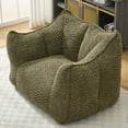thumbnail image 4 of Adult Bean Bag Sofa Chair with Chenille Cover – Fluffy Resilient Foam Filler for TV & Reading, Lightweight Square Design, Olive Green, 4 of 9