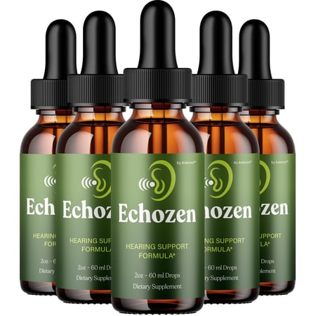 Echozen Healthy Ear Drops Support Supplement – Echo Zen Liquid Ear Ringing Relief for Hearing Support, 5 Pack, 5 Month Supply