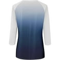 thumbnail image 4 of ATOYSOY Women's Slim Raglan Shirts Fashion Clothes Gradient Pullovers Casual Holiday Going Out Business Tees Round Neck Blouses Summer 3/4 Sleeve Tops Cute Blue XL, 4 of 5