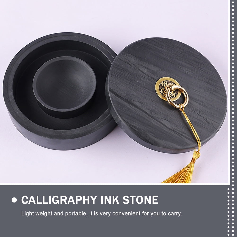 WHAMVOX  Moisturizing Ink Inkstone Inkwell Calligraphy Liquid Dish Black