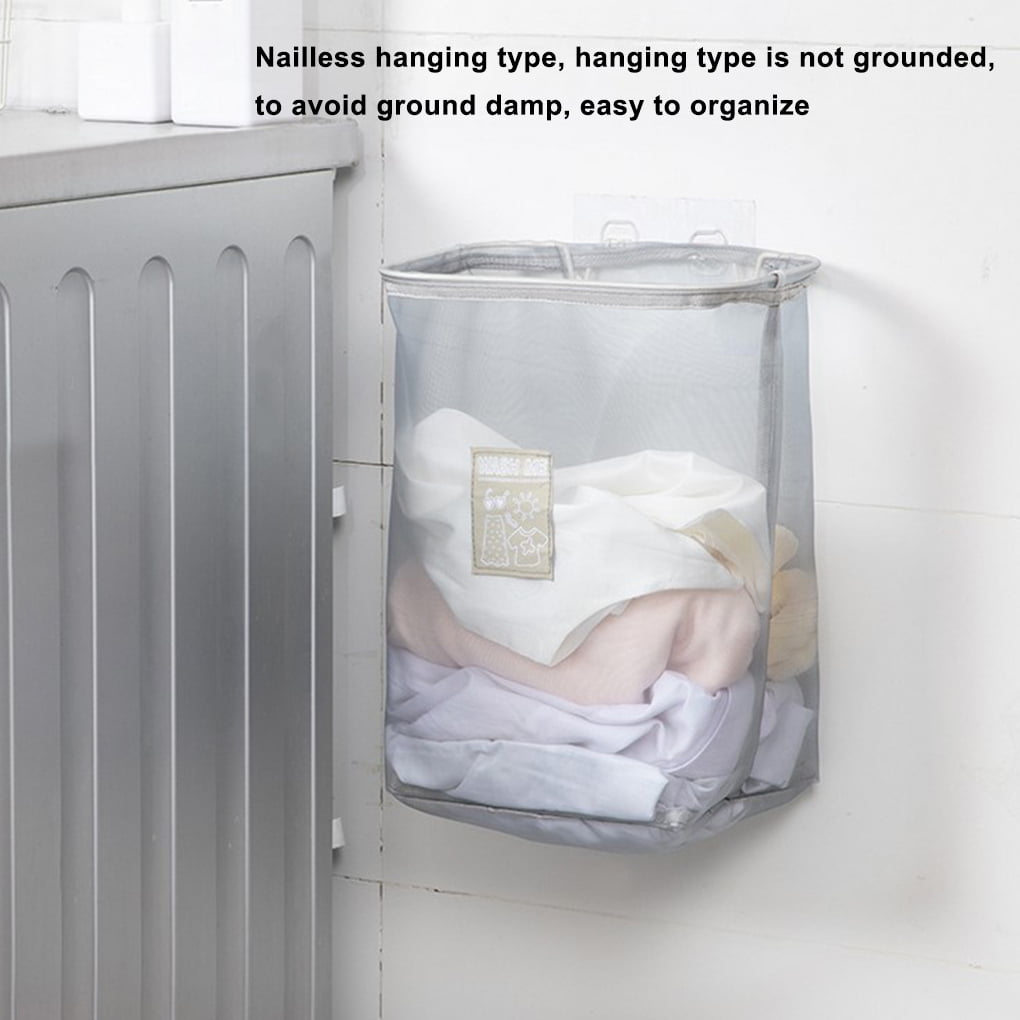 Details about   Foldable Mesh Laundry Basket Hamper Dirty Clothes Bag Hanging Storage Organizer 