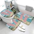 thumbnail image 3 of Summer Beach Flip Flops Bath Rug Sets 3 Piece Tropical Coconut Palm Tree Starfish Ocean Sea Bath Mat Soft Non Slip Water Absorbent U-Shaped Contour Toilet Mat, Toilet Lid Cover, 3 of 6
