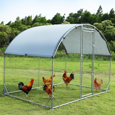 

Large Metal Chicken Coop Upgrade Three Support Steel Wire Impregnated Plastic Net Cage Oxford Cloth Silver Plated Waterproof UV Protection Duck Rabbit Sheep Bird Outdoor House 9.2 W x 6.2 L x 6.5 H