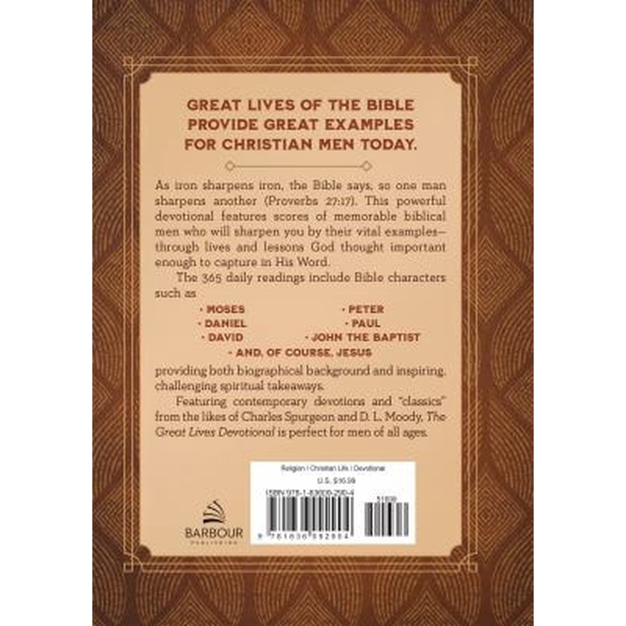 Pre-Owned The Great Lives Devotional: 365 Meditations on the Men of the Bible (Hardcover) 163609290X 9781636092904